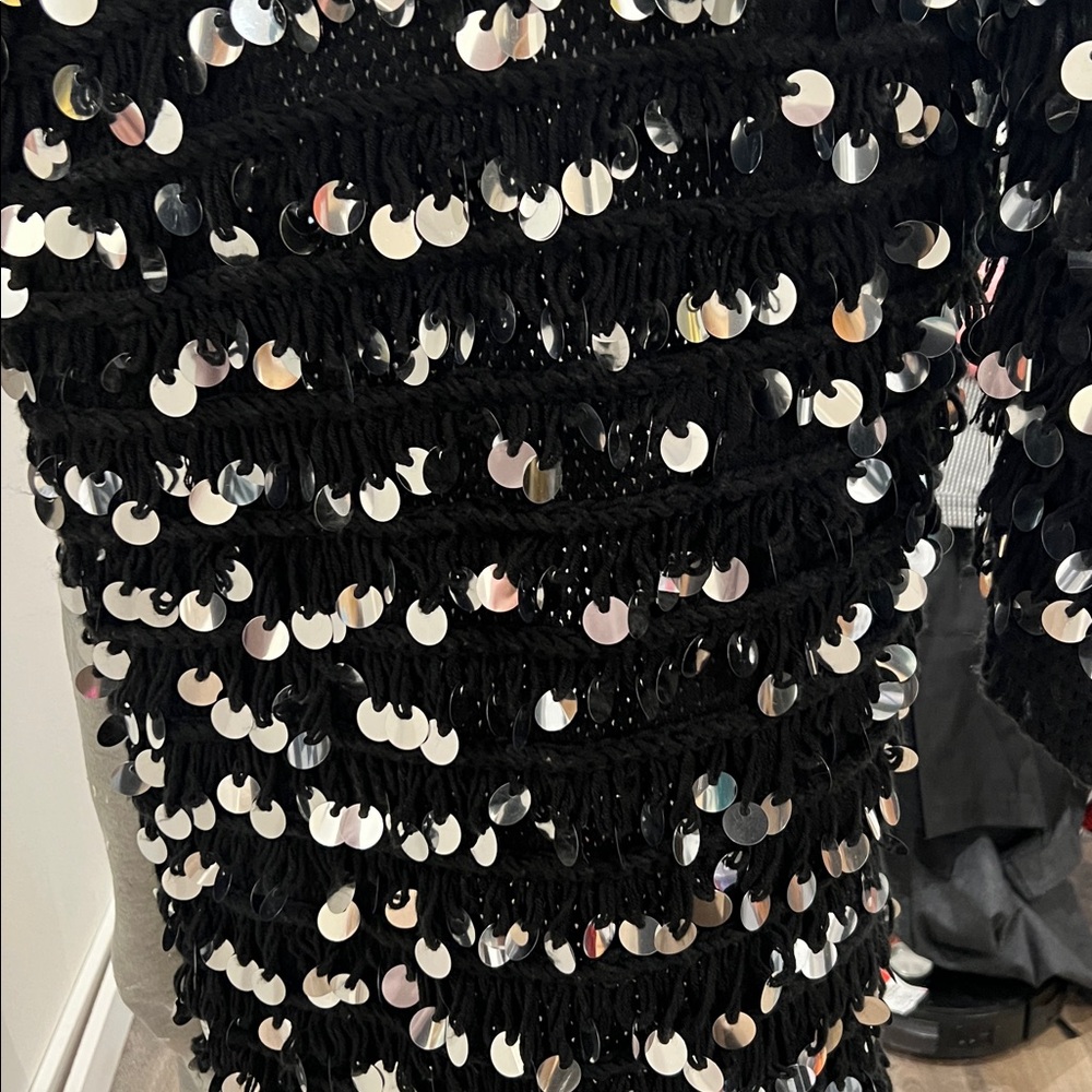 Zara KNIT limited edition sequined long cardigan size M - Picture 9 of 10